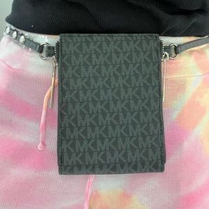 Michael Kors Belt Bag Black with Red Interior Open Top